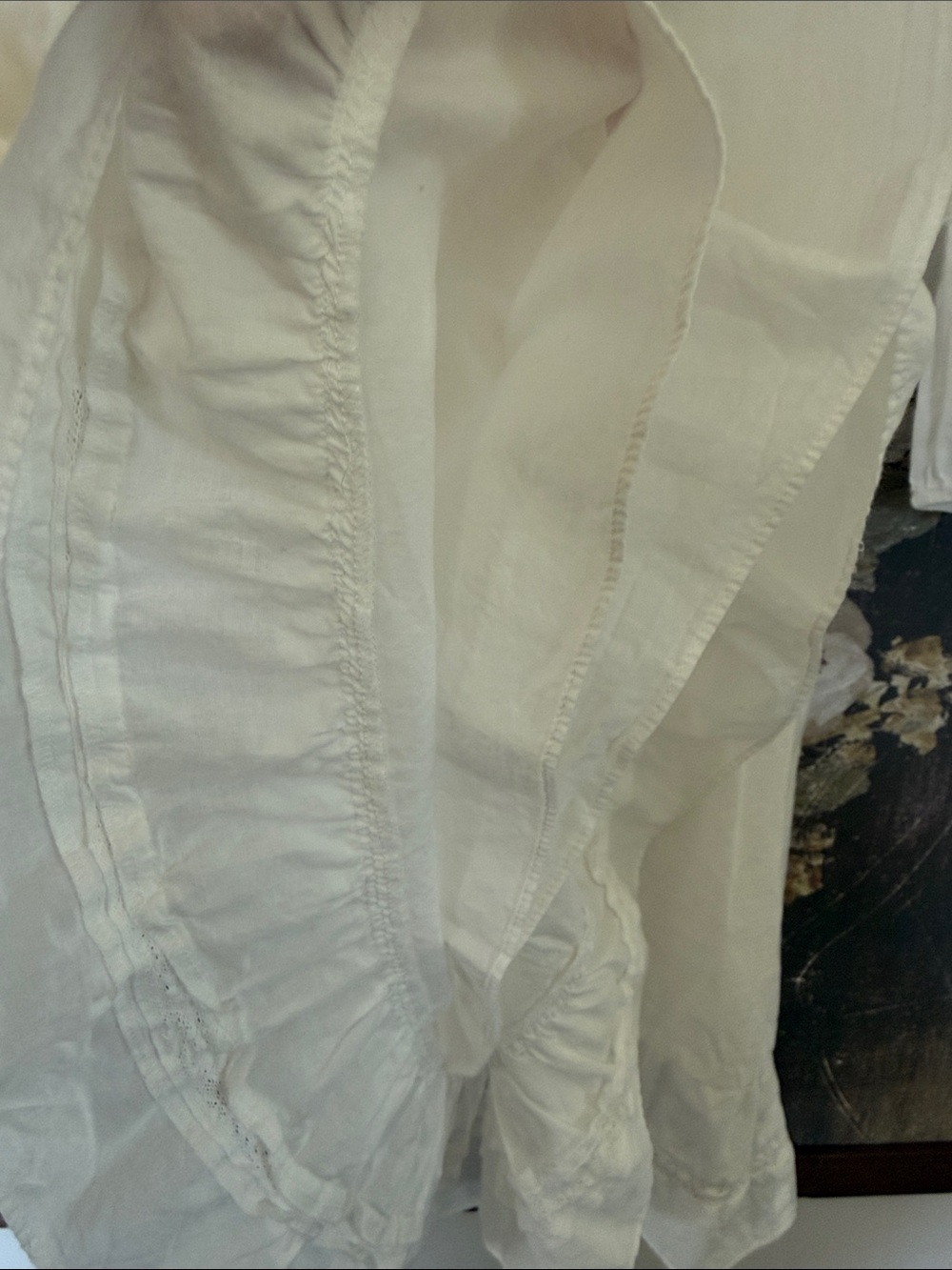 Reformation Dinah White Ruffle High-Neck dress women’s 12 * - Picture 8 of 11